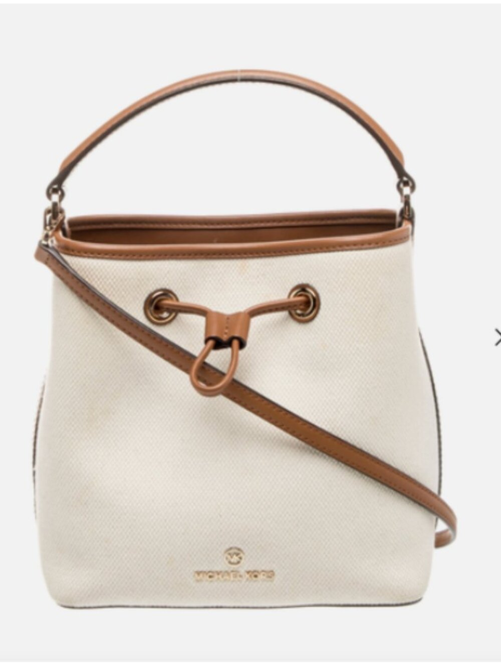 Michael Kors Top Handle Bucket Bag - Neutral Cream & Brown Gold Hardware